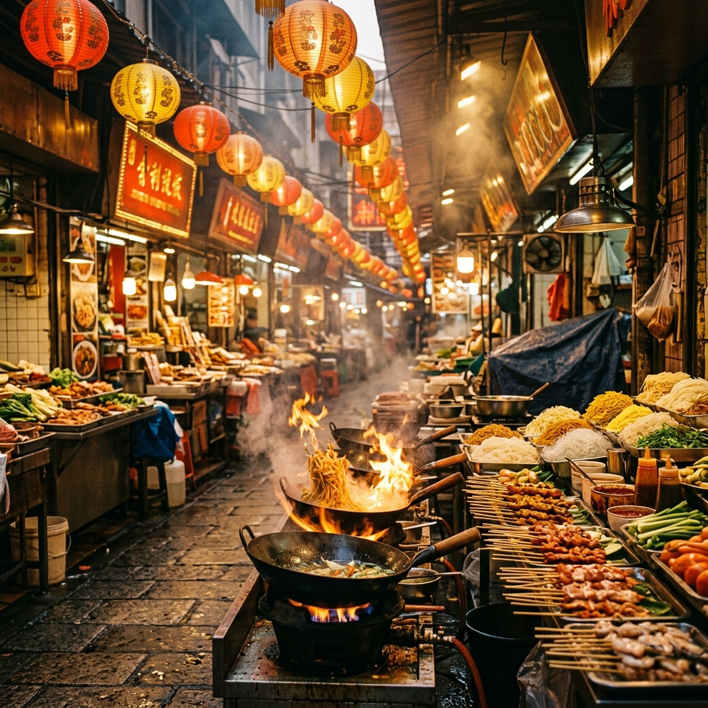 Vibrant street food market